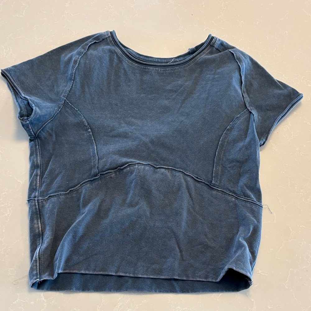 We The Free (Free People) Denim Colored Blue Tee